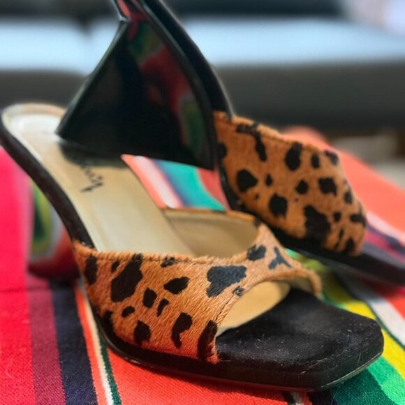 VTG LUICHINY CHEETAH PRINT HEELED PUMPS ~ OPEN TOE, 3" HEEL, MADE IN BRAZIL - Picture 8 of 8
